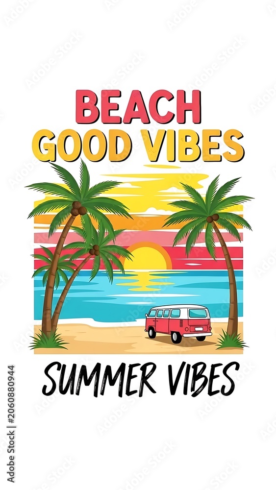 Fototapeta premium Colorful beach hut with summer vacation vibes illustration.