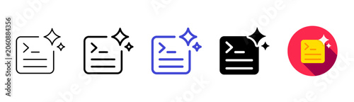 AI text prompt and artificial intelligence vector icon set. Generative AI assistant, technology command line, and terminal prompt collection. Smart interface template vector illustration