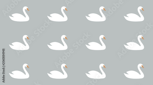 Fotografie Seamless white swan bird silhouette pattern
