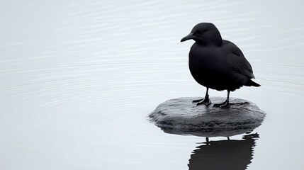 Silhouette of a Bird on a Rock