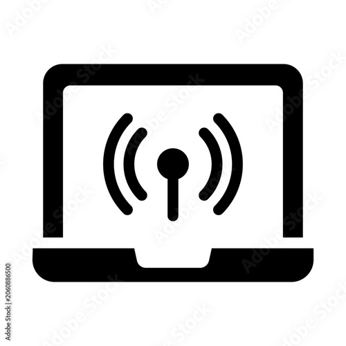 Live streaming on laptop computer icon