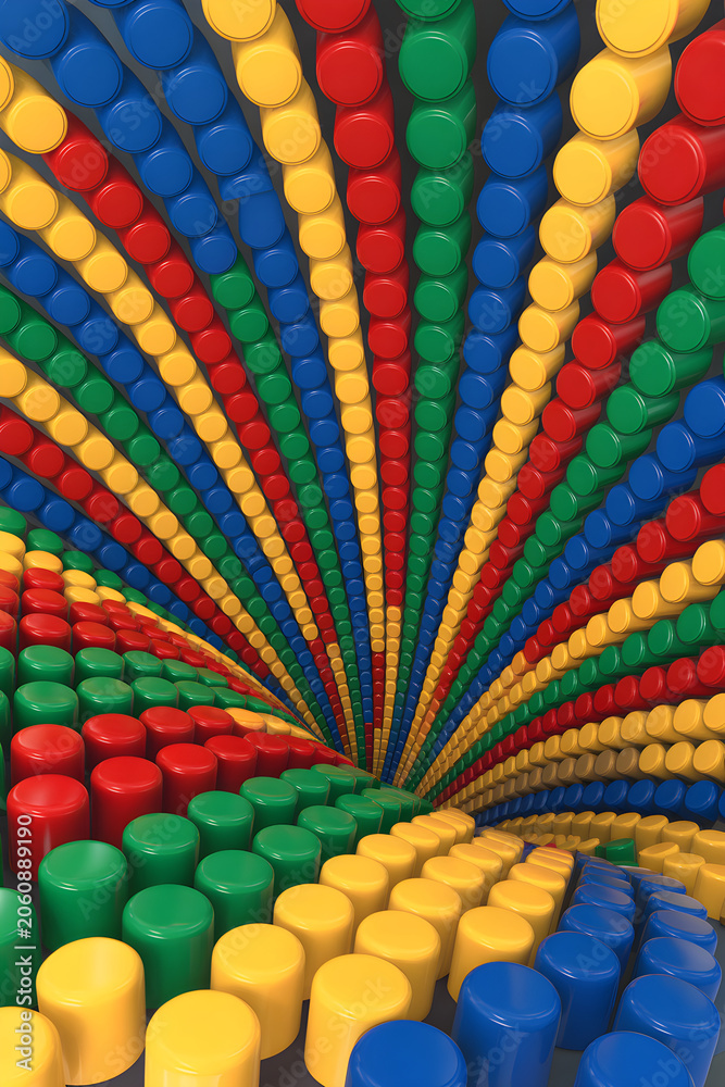 Naklejka premium Abstract LEGO background with colorful spirals and circular patterns creating dynamic movement and flow