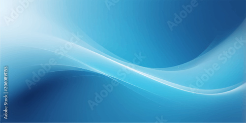 Abstract Blue Wave Background with Flowing Light Curves and Smooth Flowing Lines