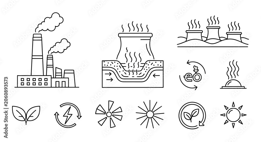 Obraz premium Industrial pollution affects environment with factories emitting smoke