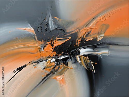 Abstract Orange Black Gray Swirl