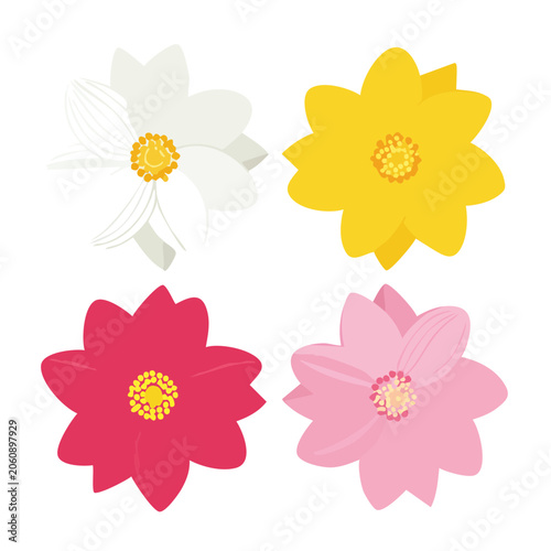 Colorful flat design flowers illustration