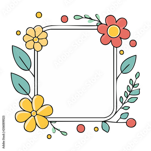 Flat design flower with butterfly and leaves