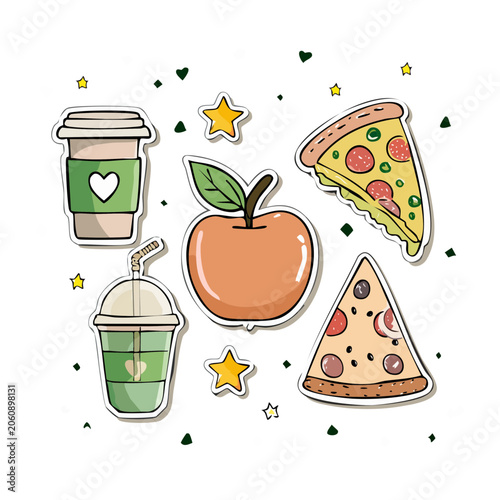 Flat design food and drink icons set