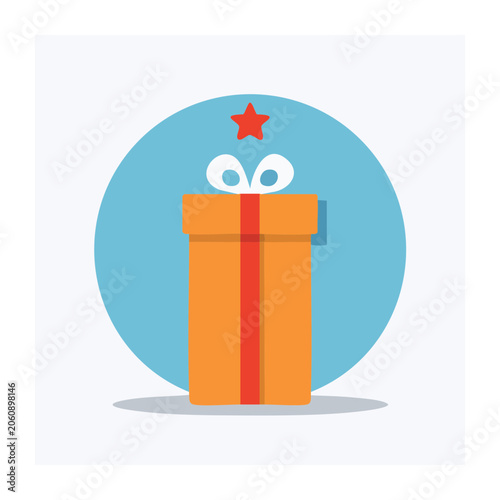 Flat design gift box icon with star and ribbon