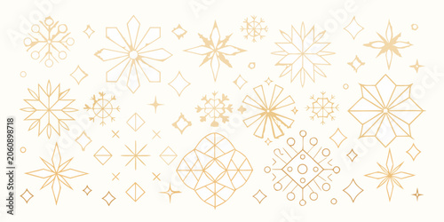 Canvas-taulu Golden snowflake pattern on a cream colored background