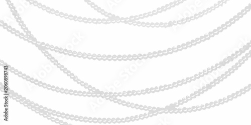 Bild auf Leinwand Strands of white pearls with a flowing arrangement on a white background