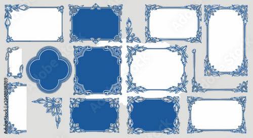 Elegant Royal Blue Decorative Borders and Frames Collection