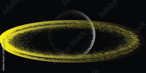Circular splash of halftones and grunge abstract. Abstract and irregular shape consisting of halftone dots.