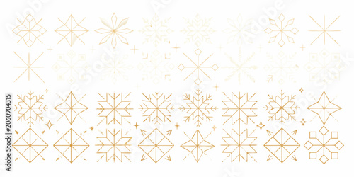 Schilderij op canvas Golden snowflake collection a vector illustration with repeating geometric desig