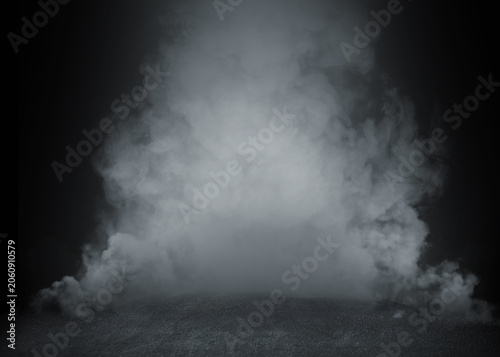 Canvas Print Thick, swirling white smoke against a dark background, creating mystery