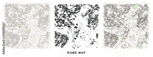Canvastavla Figureground diagram of rome, italy, showing urban fabric, street networks, and