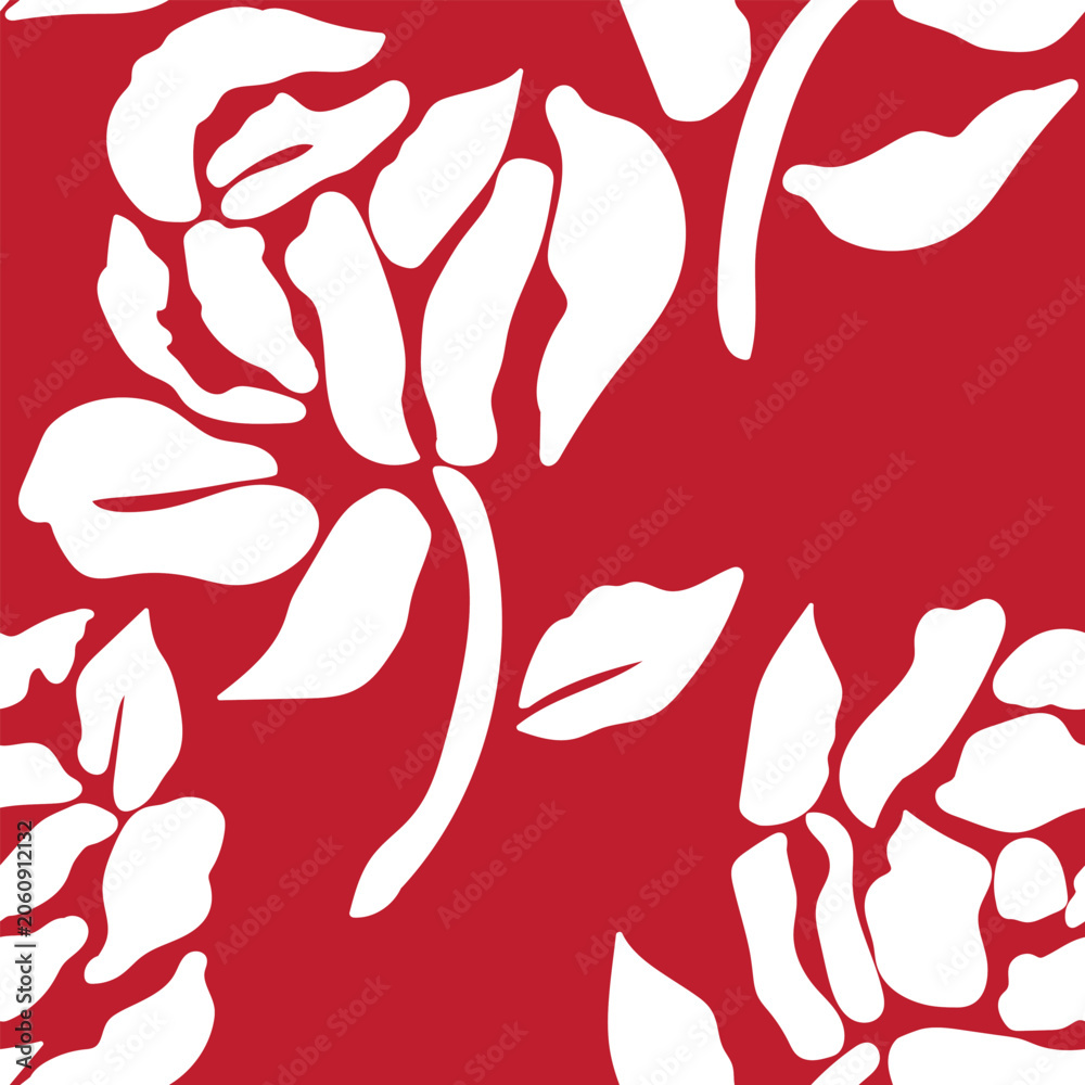 Obraz premium Adobe IllustRose floral bloom textile pattern design in red and white for fashion and home textiles, flowerrator Artwork