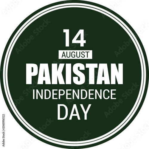 Happy Independence Day 2026 Green Circular Badge Design with Pakistan Map Silhouette – Festive National Celebration Background