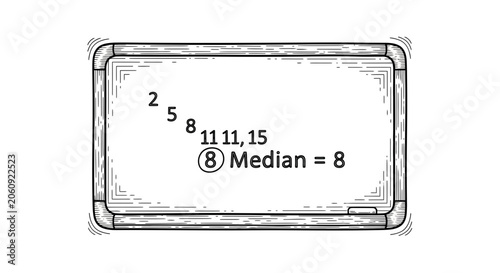 Math lesson on a whiteboard: numbers and median calculation