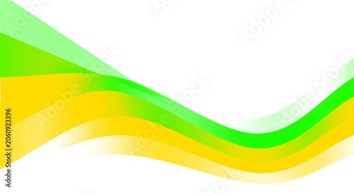 Abstract green and yellow flowing wave background with smooth ribbon curves for eco, nature and modern design
