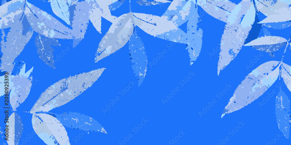 Obraz premium Blue willow leaf silhouettes create a textured botanical pattern against a solid background leaves