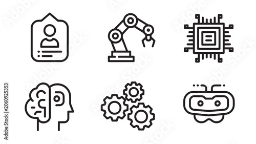 Robotics Technology Icons for Automation, Engineering and Digital Innovation Concepts