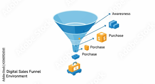 Photography Digital Sales Funnel Environment Illustrating Awareness and Purchase Stages