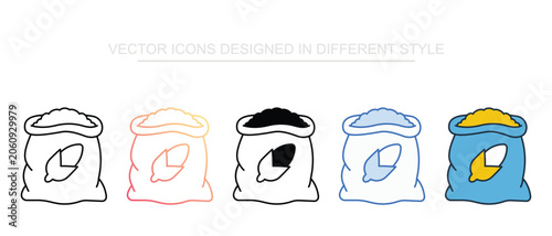 Corn Flour Icon Set Isolated on White Background Illustration
