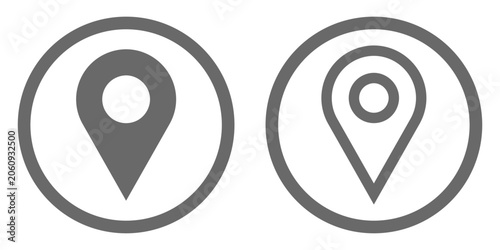 set of vector map pointer icons with circle