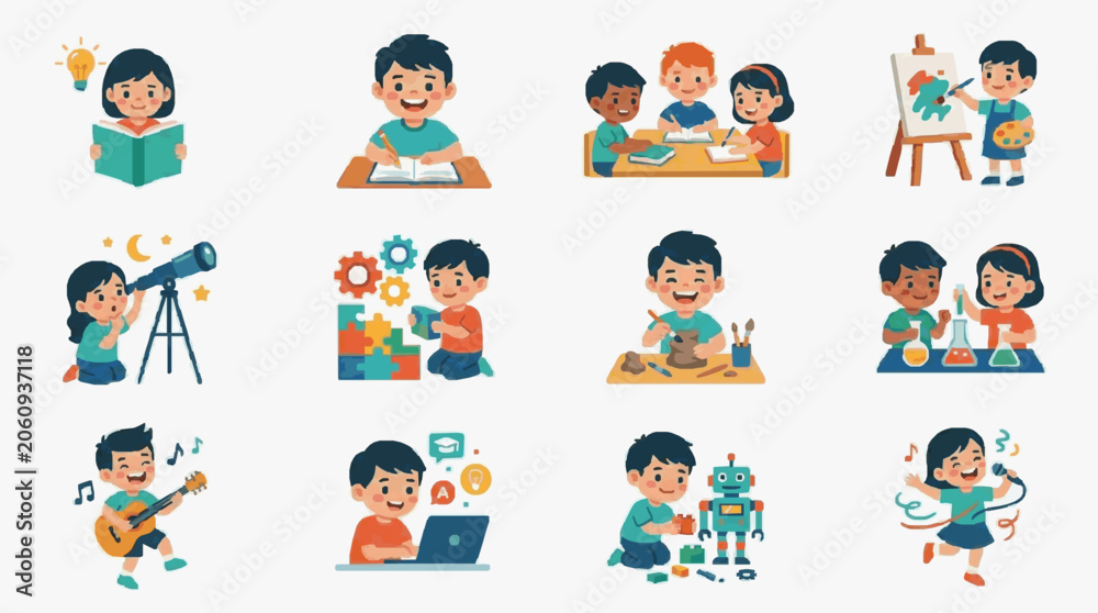 Fototapeta premium Children Engaging in Creative Learning Activities.