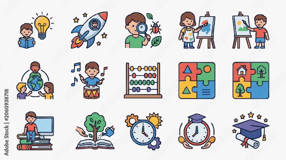 Fototapeta premium Children Learning and Creativity Activities.