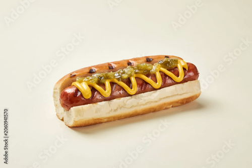 Hot Dog with Ketchup and Mustard on Bun