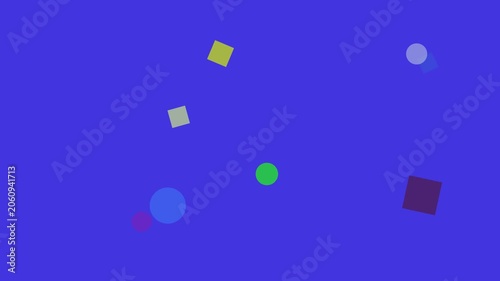 Confetti particles drifting gently against a vibrant blue background with subtle motion graphics