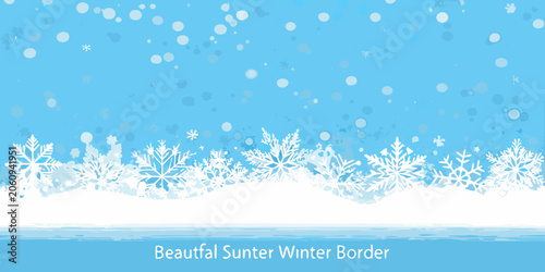 Valokuva White snowflake pattern on a light blue background a winter themed decorative il