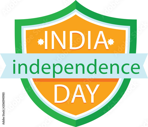 India Independence Day Badge Logo Vector | 15 August Celebration Emblem | Indian National Holiday Sticker | Patriotic Independence Day Label Design