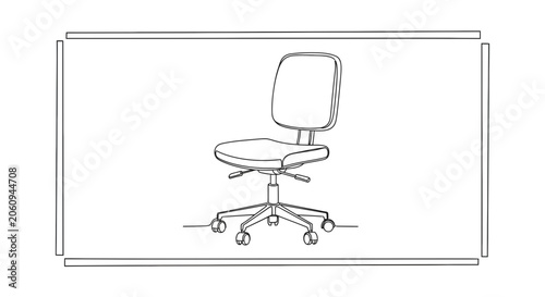 Office Chair with Wheels, Ergonomic Design, Swivel Seat, Modern Furniture Sketch