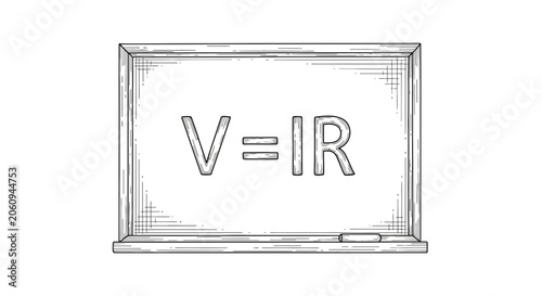 Ohm's Law Formula V=IR Written on a Chalkboard