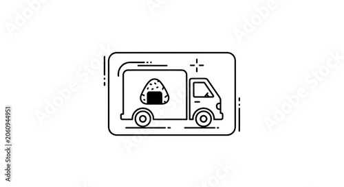 Onigiri Delivery Truck Icon: Japanese Food Transport and Fast Service