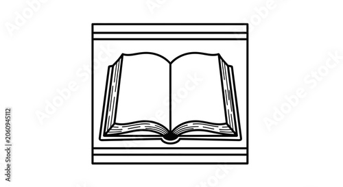 Open Book on Shelf, Classic Literature, Education Symbol, Knowledge Concept