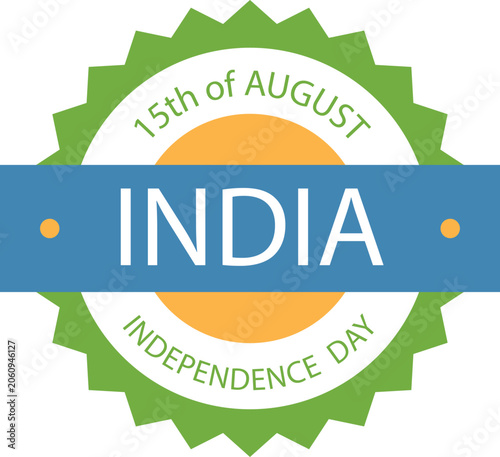India Independence Day Badge Logo Vector | 15 August Celebration Emblem | Indian National Holiday Sticker | Patriotic Independence Day Label Design