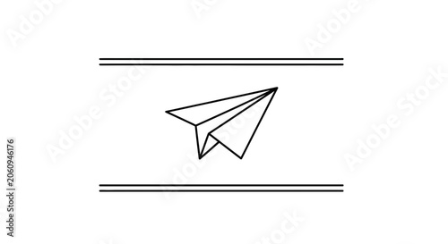 Origami Paper Airplane Flying Between Parallel Lines