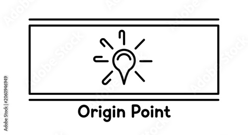 Origin Point Concept: Idea Bulb with Location Pin Symbol, Startup Spark, Innovation