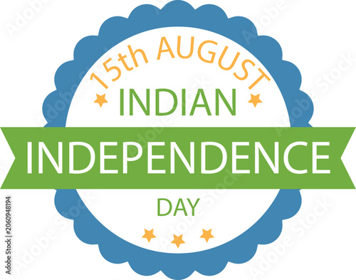 India Independence Day Badge Logo Vector | 15 August Celebration Emblem | Indian National Holiday Sticker | Patriotic Independence Day Label Design