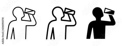 Photos Drinking Water Icons, Human Hydration Symbols, Thirst Refreshment Graphics, Set