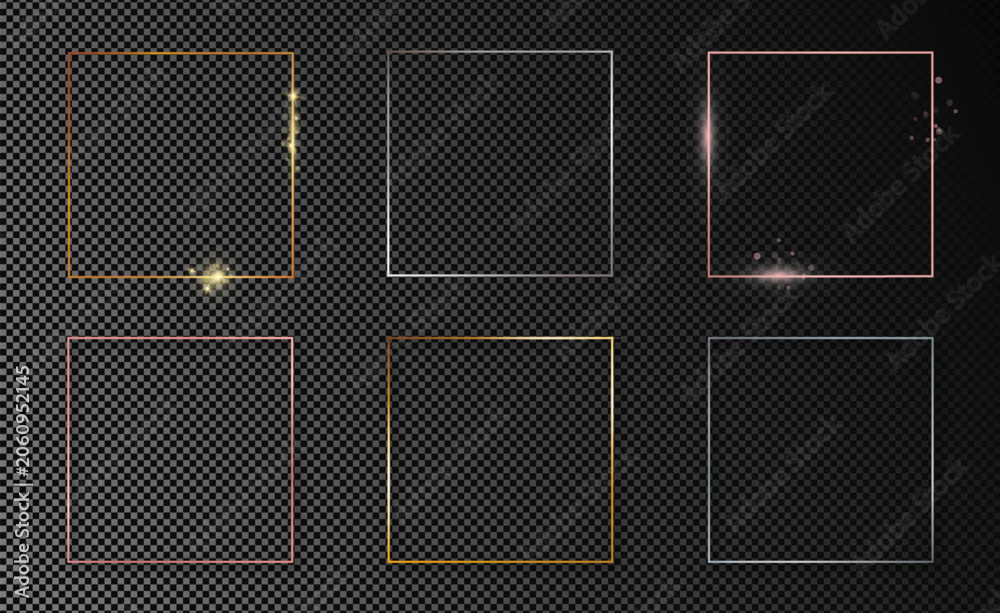 Fototapeta premium Set of six square frames