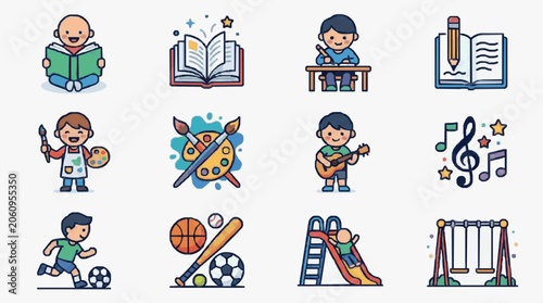 Childrens Creative Daily Activities Illustration.