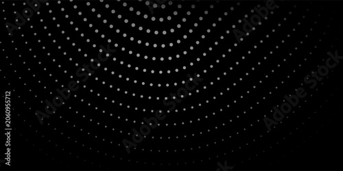 Halftone dotted speed lines. Abstract geometric circles with rotating radial lines.
