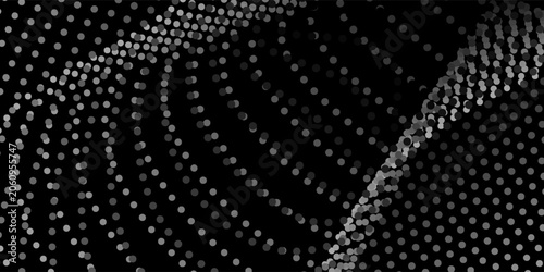 Halftone dotted speed lines. Abstract geometric circles with rotating radial lines.