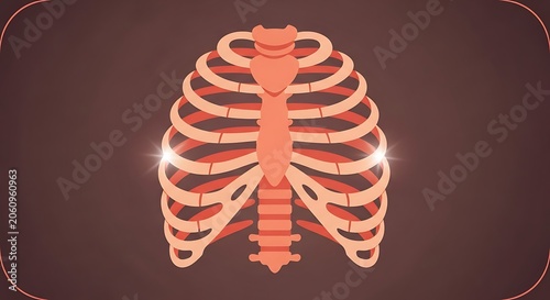 Human Rib Cage Anatomy Medical Illustration.