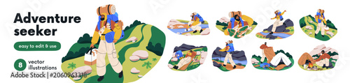 Valokuva Man hiking, camping set